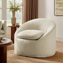 Load image into Gallery viewer, Sadie Slipcovered Linen-Blend Round Accent Chair by Modway

