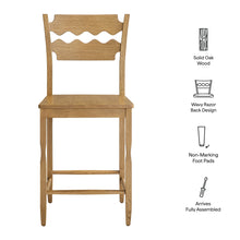 Load image into Gallery viewer, Jax Oak Wood Counter Stool With Wavy Razor Back by Modway
