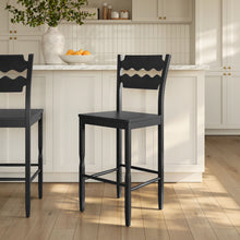 Load image into Gallery viewer, Jax Oak Wood Bar Stool With Wavy Razor Back by Modway
