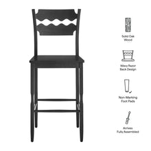 Load image into Gallery viewer, Jax Oak Wood Bar Stool With Wavy Razor Back by Modway

