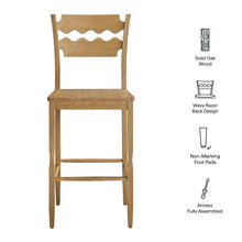 Load image into Gallery viewer, Jax Oak Wood Bar Stool With Wavy Razor Back by Modway
