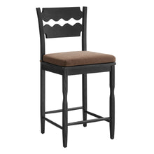 Load image into Gallery viewer, Jax Oak Wood Counter Stool With Wavy Razor Back and Cushion by Modway
