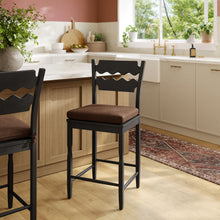 Load image into Gallery viewer, Jax Oak Wood Counter Stool With Wavy Razor Back and Cushion by Modway

