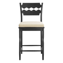 Load image into Gallery viewer, Jax Oak Wood Counter Stool With Wavy Razor Back and Cushion by Modway
