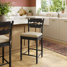 Load image into Gallery viewer, Jax Oak Wood Counter Stool With Wavy Razor Back and Cushion by Modway

