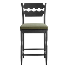 Load image into Gallery viewer, Jax Oak Wood Counter Stool With Wavy Razor Back and Cushion by Modway
