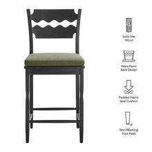 Load image into Gallery viewer, Jax Oak Wood Counter Stool With Wavy Razor Back and Cushion by Modway
