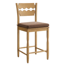 Load image into Gallery viewer, Jax Oak Wood Counter Stool With Wavy Razor Back and Cushion by Modway

