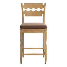 Load image into Gallery viewer, Jax Oak Wood Counter Stool With Wavy Razor Back and Cushion by Modway
