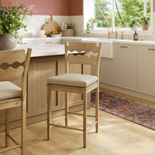 Load image into Gallery viewer, Jax Oak Wood Counter Stool With Wavy Razor Back and Cushion by Modway
