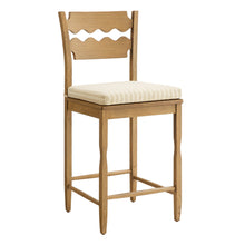 Load image into Gallery viewer, Jax Oak Wood Counter Stool With Wavy Razor Back and Cushion by Modway
