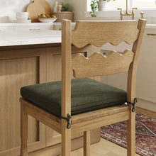 Load image into Gallery viewer, Jax Oak Wood Counter Stool With Wavy Razor Back and Cushion by Modway
