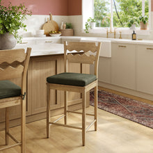 Load image into Gallery viewer, Jax Oak Wood Counter Stool With Wavy Razor Back and Cushion by Modway
