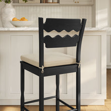 Load image into Gallery viewer, Jax Oak Wood Bar Stool With Wavy Razor Back and Cushion by Modway
