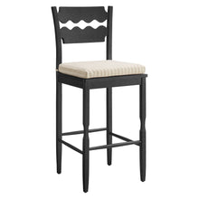 Load image into Gallery viewer, Jax Oak Wood Bar Stool With Wavy Razor Back and Cushion by Modway
