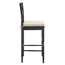 Load image into Gallery viewer, Jax Oak Wood Bar Stool With Wavy Razor Back and Cushion by Modway

