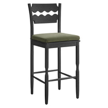 Load image into Gallery viewer, Jax Oak Wood Bar Stool With Wavy Razor Back and Cushion by Modway
