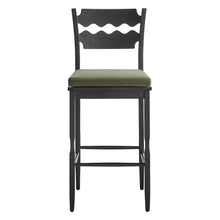 Load image into Gallery viewer, Jax Oak Wood Bar Stool With Wavy Razor Back and Cushion by Modway
