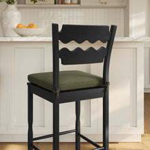 Load image into Gallery viewer, Jax Oak Wood Bar Stool With Wavy Razor Back and Cushion by Modway
