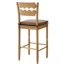 Load image into Gallery viewer, Jax Oak Wood Bar Stool With Wavy Razor Back and Cushion by Modway
