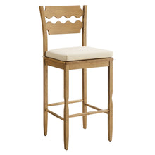 Load image into Gallery viewer, Jax Oak Wood Bar Stool With Wavy Razor Back and Cushion by Modway
