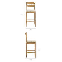Load image into Gallery viewer, Jax Oak Wood Bar Stool With Wavy Razor Back and Cushion by Modway
