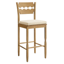 Load image into Gallery viewer, Jax Oak Wood Bar Stool With Wavy Razor Back and Cushion by Modway
