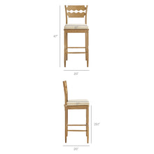 Load image into Gallery viewer, Jax Oak Wood Bar Stool With Wavy Razor Back and Cushion by Modway
