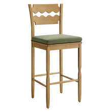 Load image into Gallery viewer, Jax Oak Wood Bar Stool With Wavy Razor Back and Cushion by Modway
