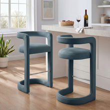 Load image into Gallery viewer, Winslow Performance Velvet Bar Stool Set of 2 by Modway
