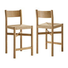 Load image into Gallery viewer, Alvia Oak Wood Counter Stools With Woven Seats Set of 2 by Modway

