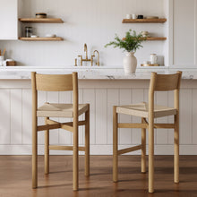Load image into Gallery viewer, Alvia Oak Wood Bar Stools With Woven Seats Set of 2 by Modway
