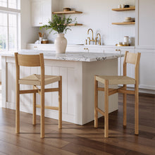 Load image into Gallery viewer, Alvia Oak Wood Bar Stools With Woven Seats Set of 2 by Modway
