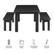 Load image into Gallery viewer, Alvia 3-Piece Oak Wood Dining Table and Benches Set by Modway
