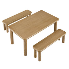 Load image into Gallery viewer, Alvia 3-Piece Oak Wood Dining Table and Benches Set by Modway
