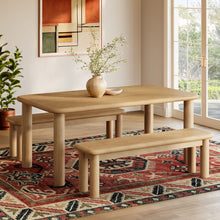 Load image into Gallery viewer, Alvia 3-Piece Oak Wood Dining Table and Benches Set by Modway
