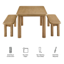 Load image into Gallery viewer, Alvia 3-Piece Oak Wood Dining Table and Benches Set by Modway

