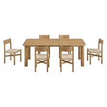 Load image into Gallery viewer, Alvia 7-Piece Oak Wood Extendable Dining Table and Chairs Set by Modway
