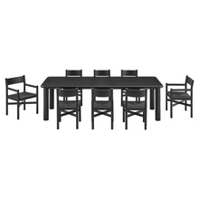 Load image into Gallery viewer, Alvia 9-Piece Oak Wood Extendable Dining Table and Chairs Set by Modway
