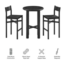 Load image into Gallery viewer, Alvia 3-Piece Round Oak Wood Bar Table With Bar Stools Set by Modway
