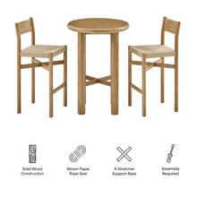Load image into Gallery viewer, Alvia 3-Piece Round Oak Wood Bar Table With Bar Stools Set by Modway
