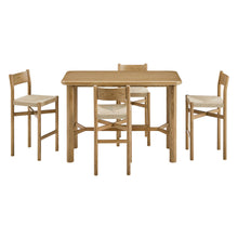 Load image into Gallery viewer, Alvia 5-Piece Rectangular Oak Wood Bar Table With Bar Stools Set by Modway
