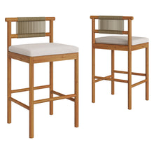 Load image into Gallery viewer, Eleni Outdoor Patio Teak Wood Bar Stools Set of 2 by Modway
