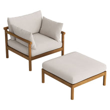 Load image into Gallery viewer, Eleni 2-Piece Outdoor Patio Teak Wood Armchair and Ottoman Set by Modway
