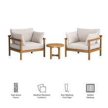 Load image into Gallery viewer, Eleni 3-Piece Outdoor Patio Teak Wood Furniture Set by Modway
