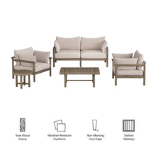 Load image into Gallery viewer, Eleni 5-Piece Outdoor Patio Teak Wood Furniture Set by Modway

