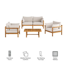 Load image into Gallery viewer, Eleni 4-Piece Outdoor Patio Teak Wood Sofa Set by Modway
