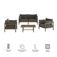 Load image into Gallery viewer, Eleni 4-Piece Outdoor Patio Teak Wood Sofa Set by Modway
