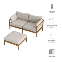 Load image into Gallery viewer, Eleni 2-Piece Outdoor Patio Teak Wood Loveseat with Ottoman Set by Modway
