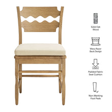 Load image into Gallery viewer, Jax Oak Wood Dining Chair With Wavy Razor Back and Cushion Set of 2 by Modway
